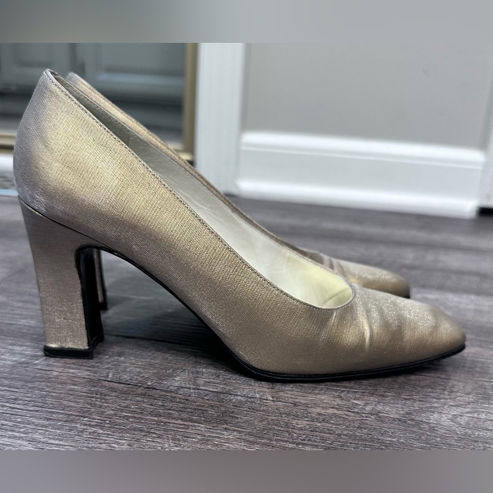 Stuart Weitzman 90s Gold Block Heels